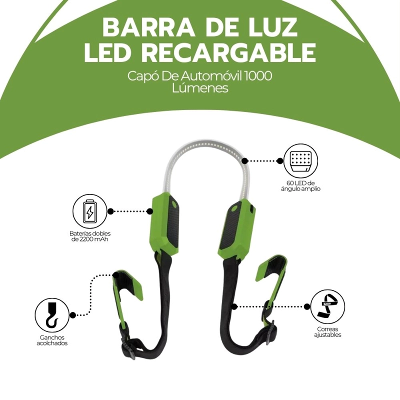 BARRA DE LUZ LED RECARGABLE PARA CAPO DE AUTOMOVIL 1000 LUM - 3