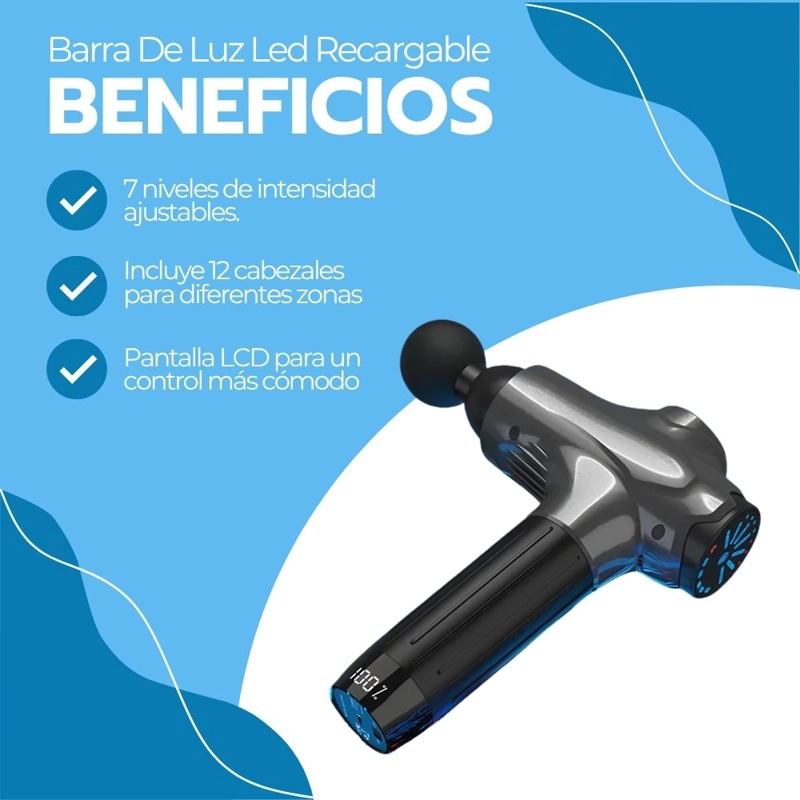MASAJEDOR MUSCULAR PISTOLA MASAJE PROFESIONAL KINE 12 CABEZA - 4
