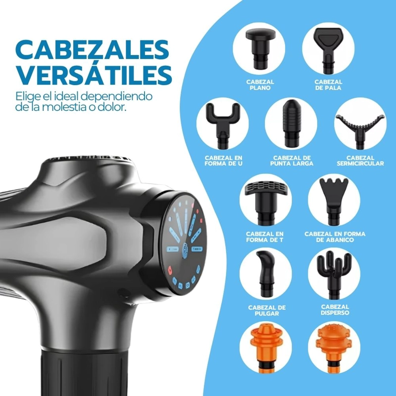 MASAJEDOR MUSCULAR PISTOLA MASAJE PROFESIONAL KINE 12 CABEZA - 7