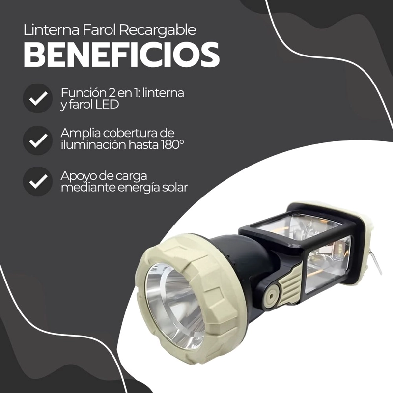 LINTERNA FAROL RECARGABLE DE MANO 2EN1 MULTIFUNCIONAL 180° - 4
