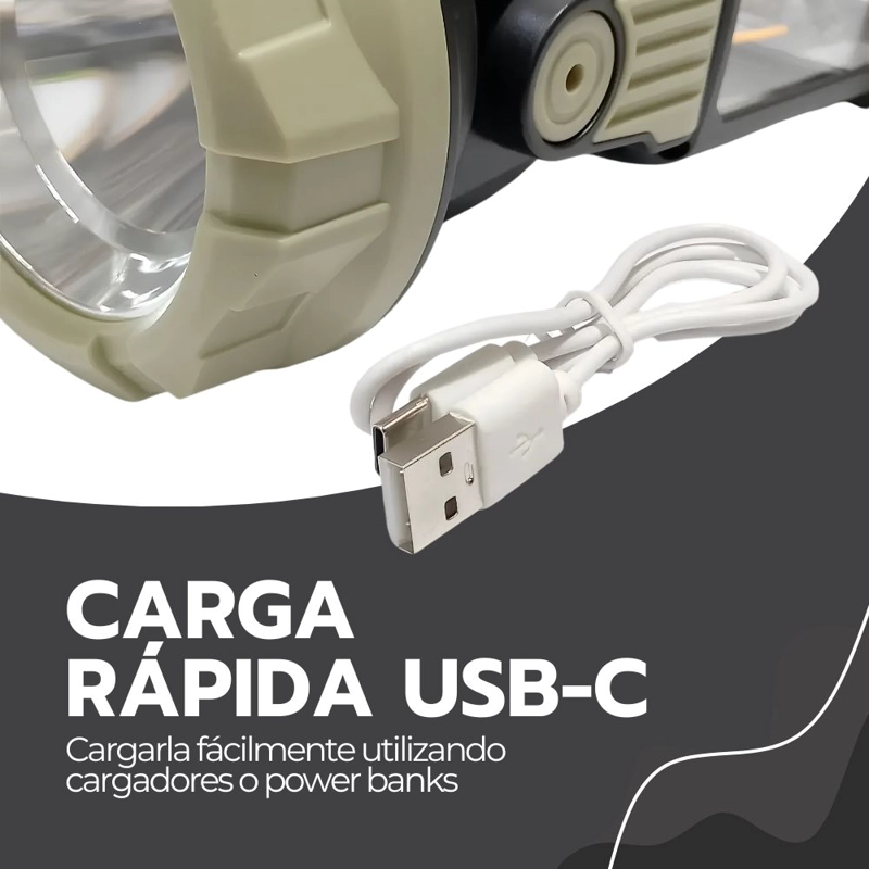 LINTERNA FAROL RECARGABLE DE MANO 2EN1 MULTIFUNCIONAL 180° - 7