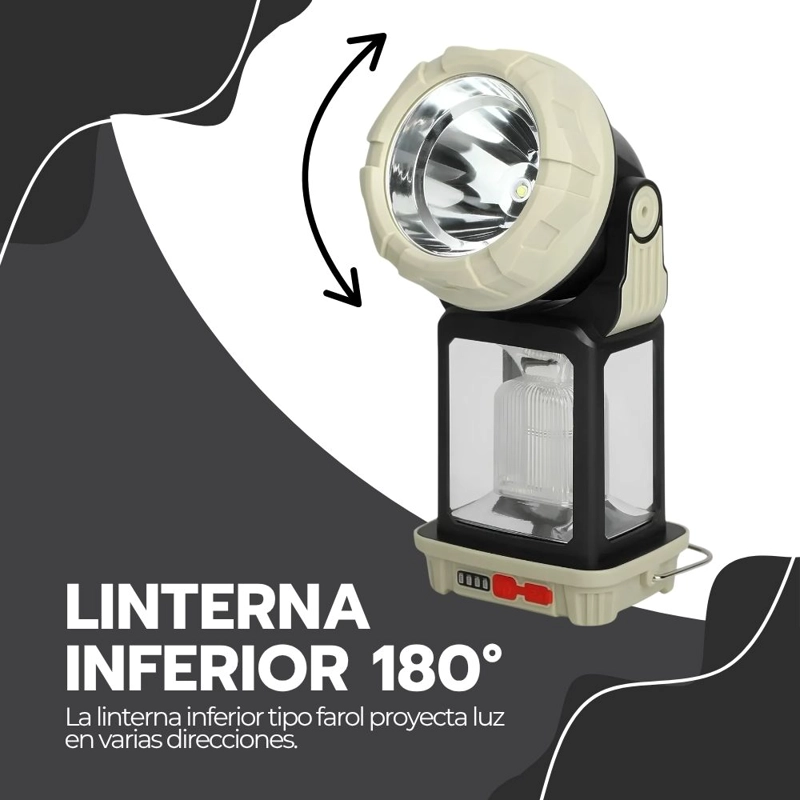 LINTERNA FAROL RECARGABLE DE MANO 2EN1 MULTIFUNCIONAL 180° - 9
