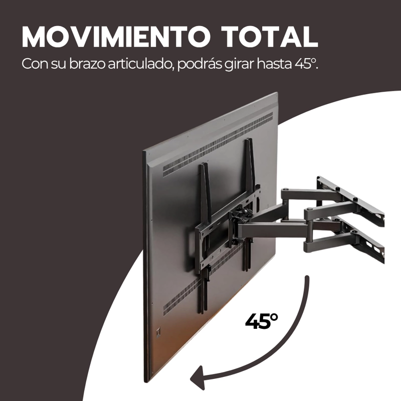 SOPORTE TV FULL MOTION 26–90' ACERO REFORZADO GIRO 120 - 8