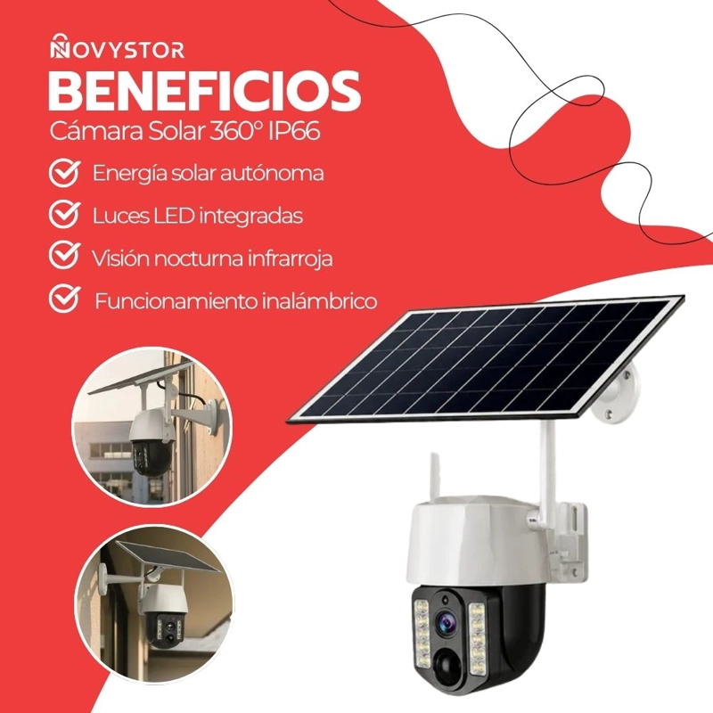 CAMARA SEGURIDAD SOLAR WIFI EXTERIOR 5MP IP66 VISION NOCTURNA 360 DETECCION MOVIMIENTO APP FULL HD - 4