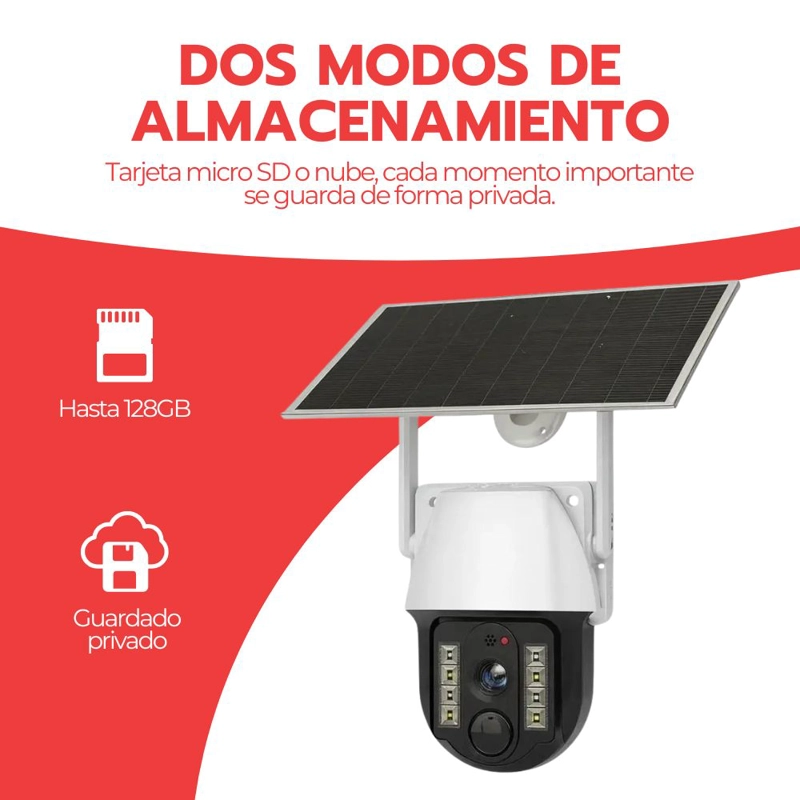CAMARA SEGURIDAD SOLAR WIFI EXTERIOR 5MP IP66 VISION NOCTURNA 360 DETECCION MOVIMIENTO APP FULL HD - 6
