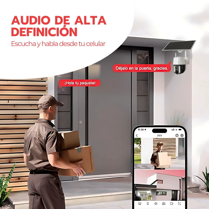 CAMARA SEGURIDAD SOLAR WIFI EXTERIOR 5MP IP66 VISION NOCTURNA 360 DETECCION MOVIMIENTO APP FULL HD - 7