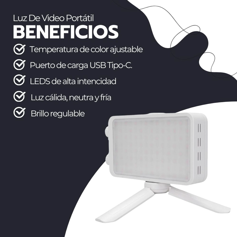 LUZ LED PORTATIL 40W RECARGABLE FOTOGRAFIA VIDEO STREAMING REGULABLE TEMPERATURA COLOR BICOLOR 11 - 4
