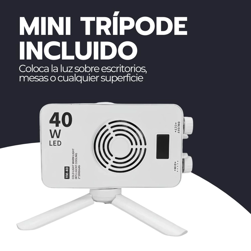 LUZ LED PORTATIL 40W RECARGABLE FOTOGRAFIA VIDEO STREAMING REGULABLE TEMPERATURA COLOR BICOLOR 11 - 8