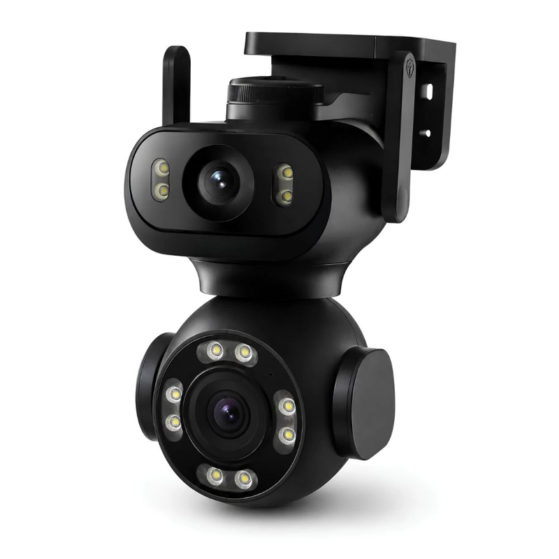 CAMARA VIGILANCIA WIFI DOBLE LENTE PTZ IA MOVIMIENTO 360° VISION NOCTURNA EXTERIOR INTERIOR NEGRO - 1