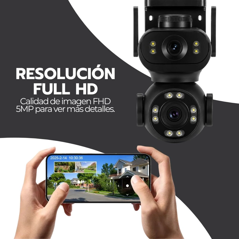 CAMARA VIGILANCIA WIFI DOBLE LENTE PTZ IA MOVIMIENTO 360° VISION NOCTURNA EXTERIOR INTERIOR NEGRO - 8