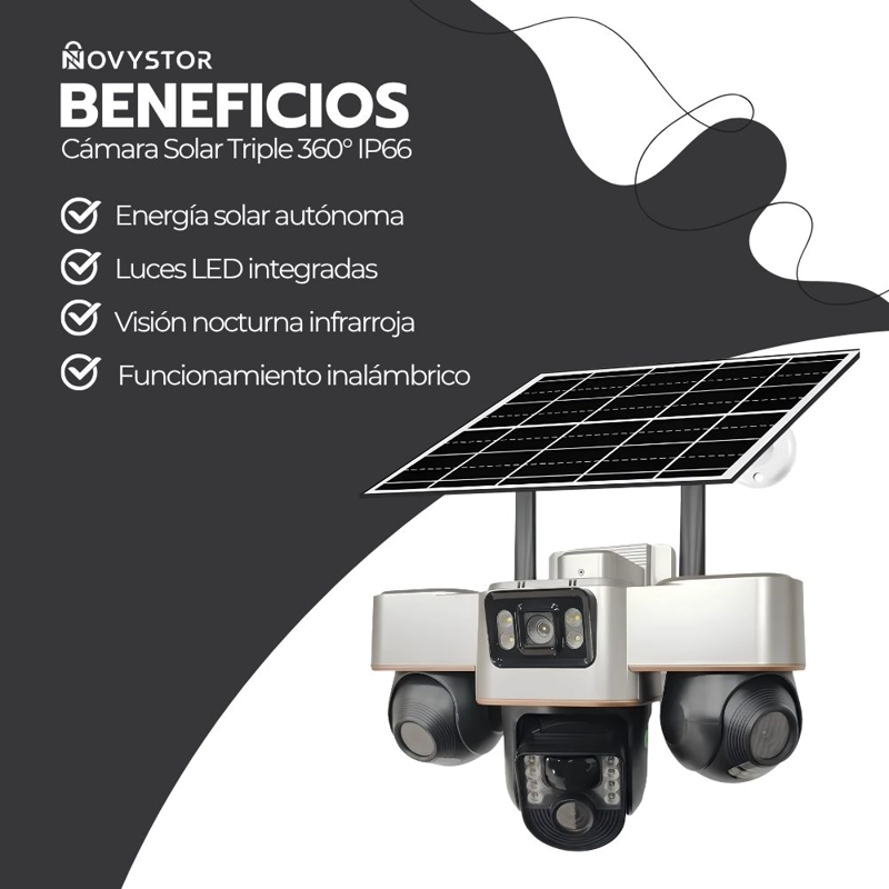 CAMARA SEGURIDAD SOLAR WIFI EXTERIOR TRIPLE LENTE VISION NOCTURNA V380PRO FULL HD 1080P - 4