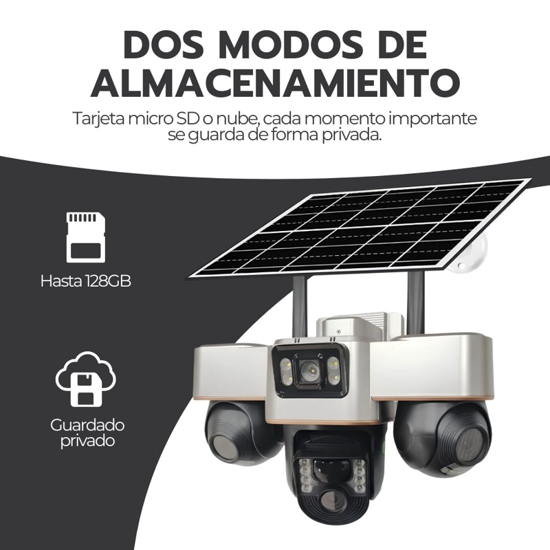 CAMARA SEGURIDAD SOLAR WIFI EXTERIOR TRIPLE LENTE VISION NOCTURNA V380PRO FULL HD 1080P - 6