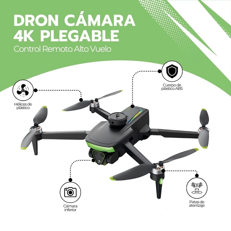 DRON PLEGABLE CAMARA 4K BRUSHLESS EVITACION OBSTACULOS 360° CONTROL REMOTO 10X ZOOM - 3