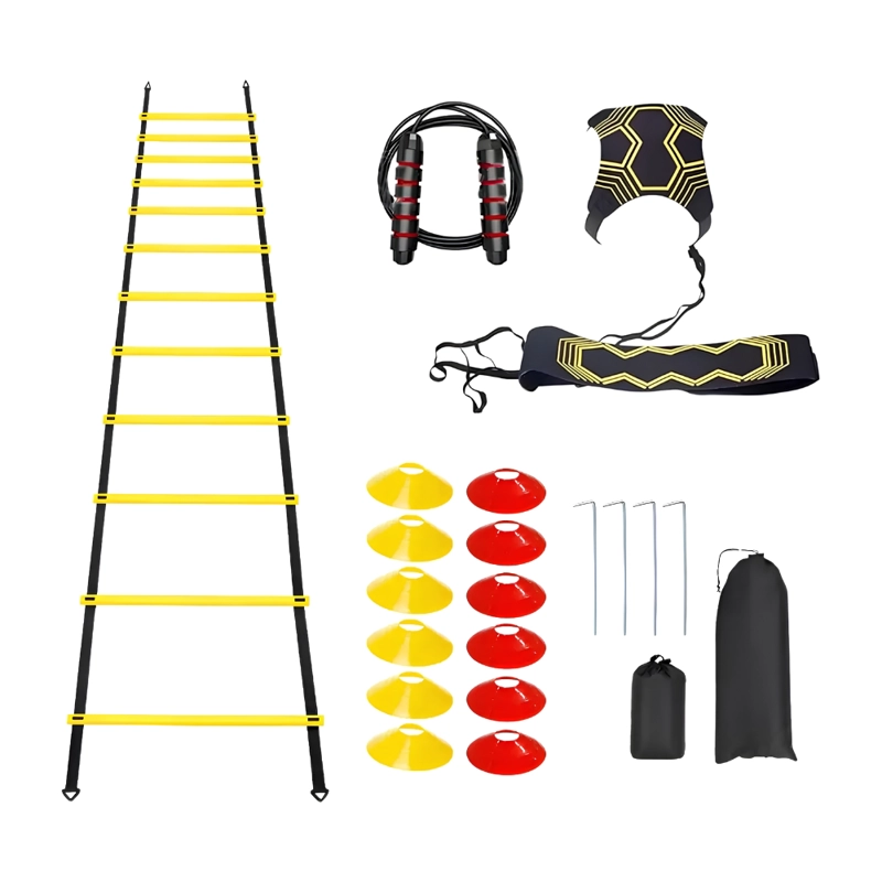 KIT ENTRENAMIENTO AGILIDAD ESCALERA CONOS CUERDA FUTBOL VELOCIDAD 55CM AMARILLO NOVYSTOR - 2