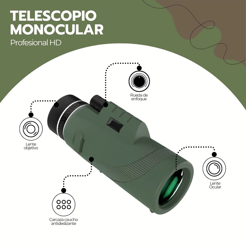 TELESCOPIO MONOCULAR 40X60, TELESCOPIO PORTATIL DE ALTA DEFINICION - 3
