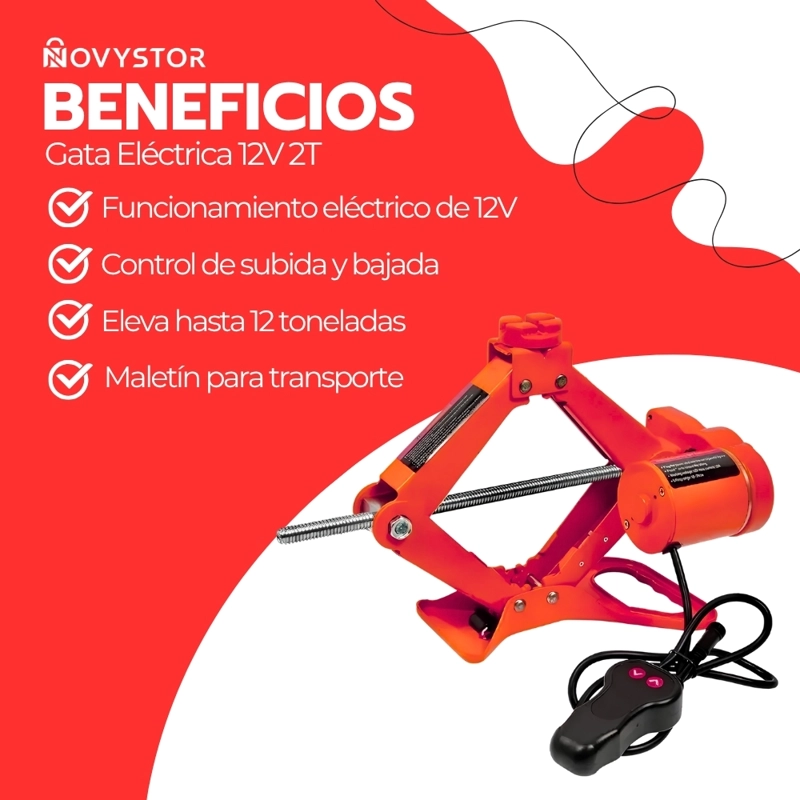 GATA ELE CTRICA 12V 2 TONELADAS PARA AUTO CON MALETIN Y ACCESORIOS ELEVACION RAPIDA TIJERETA - 4