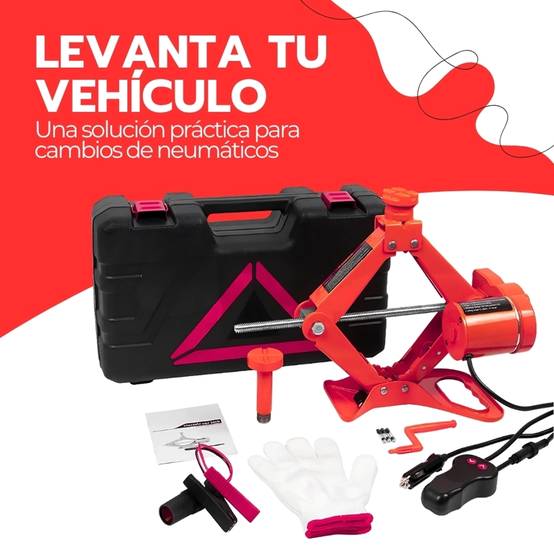 GATA ELE CTRICA 12V 2 TONELADAS PARA AUTO CON MALETIN Y ACCESORIOS ELEVACION RAPIDA TIJERETA - 5