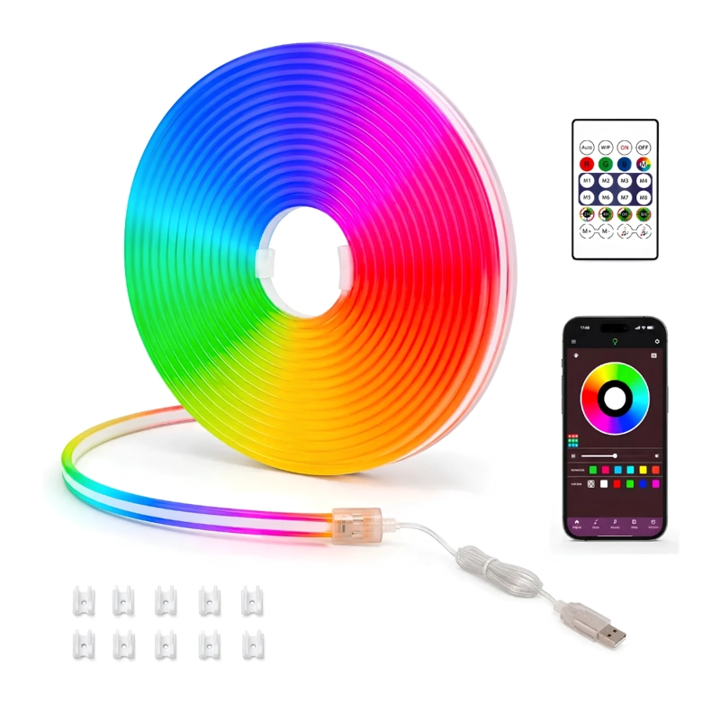TIRA LUZ LED NEON RGB BLUETOOTH 5 METROS CINTA FLEXIBLE DECORACION USB NOVYSTOR NL-5M - 1