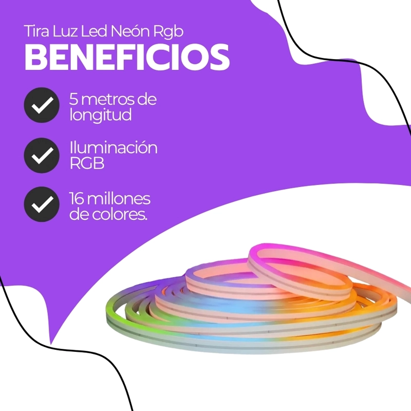 TIRA LUZ LED NEON RGB BLUETOOTH 5 METROS CINTA FLEXIBLE DECORACION USB NOVYSTOR NL-5M - 4