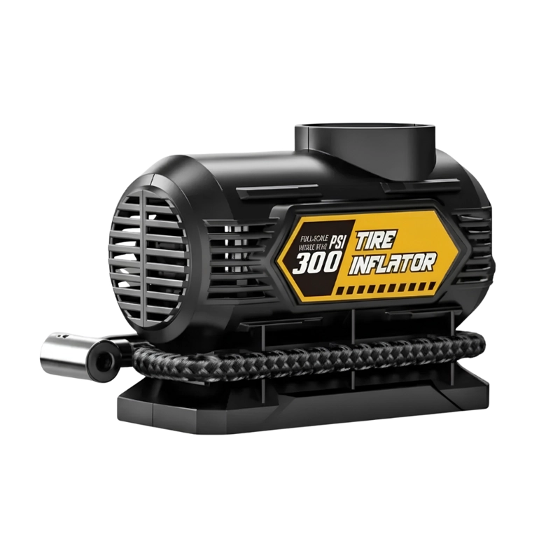COMPRESOR DE AIRE PORTATIL 12V INFLADOR NEUMATICOS AUTO 120PSI MANOMETRO COMPACTO NEGRO INF-06 - 1