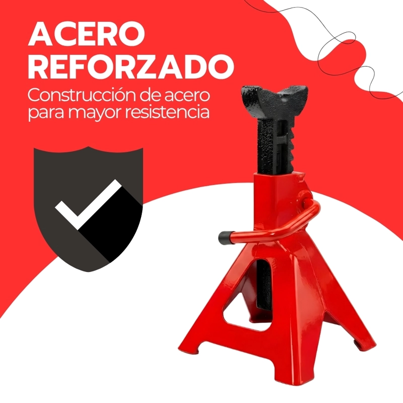 SET 2 CABALLETES MECANICOS 3 TONELADAS BANQUILLO PARA AUTO AJUSTABLE 28.5 A 42 CM ACERO REFORZADO - 6