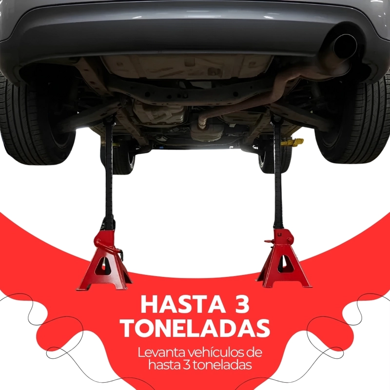 SET 2 CABALLETES MECANICOS 3 TONELADAS BANQUILLO PARA AUTO AJUSTABLE 28.5 A 42 CM ACERO REFORZADO - 7