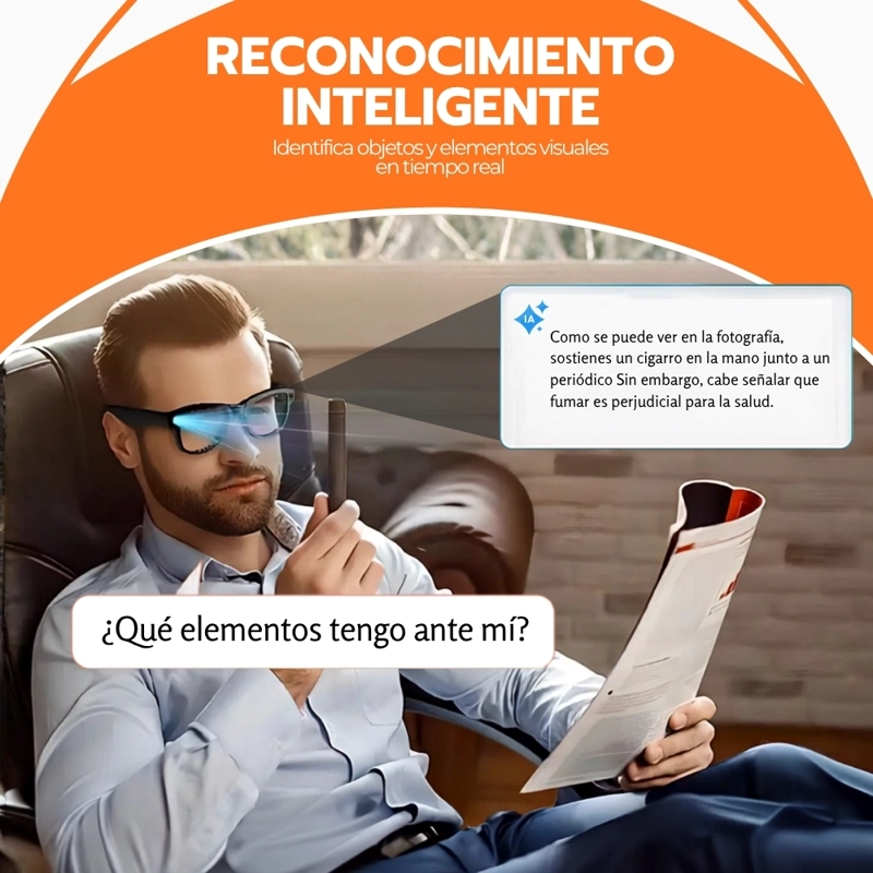 GAFAS INTELIGENTES XK ONE PRO IA CAMARA 8MP VIDEO 1080P BLUETOOTH TRADUCCION 40 IDIOMAS NEGRO - 5