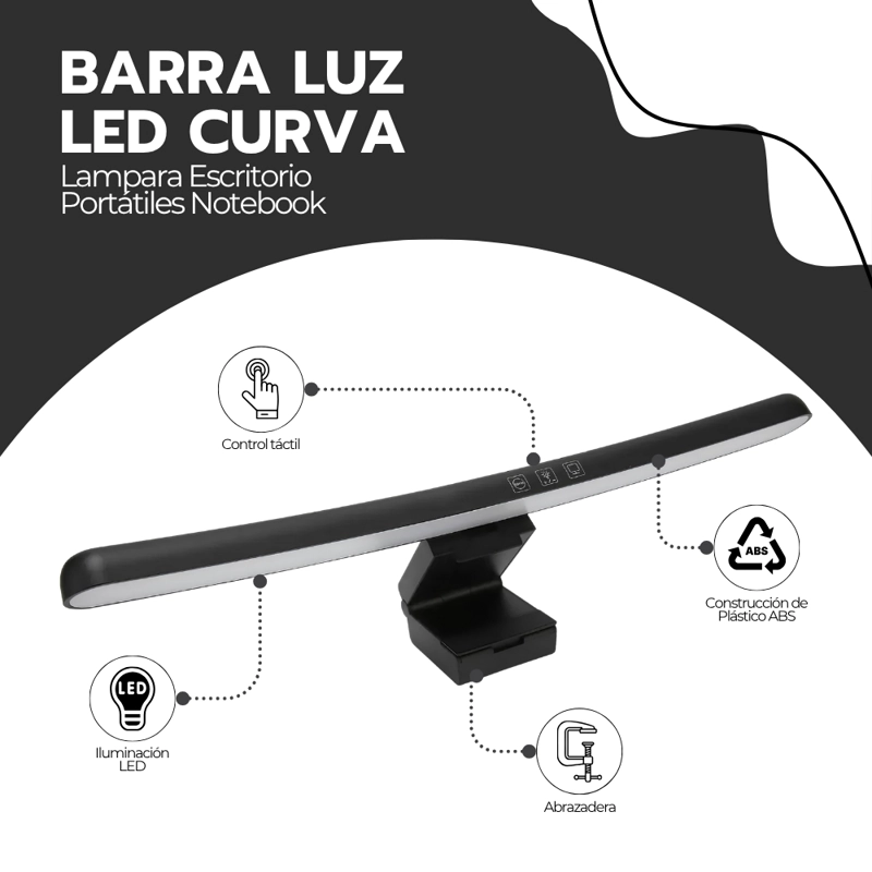 BARRA LUZ LED MONITOR CURVO REGULABLE 3 TEMPERATURAS COLOR USB-C 43CM NEGRO TB-301SG NOVYSTOR - 3
