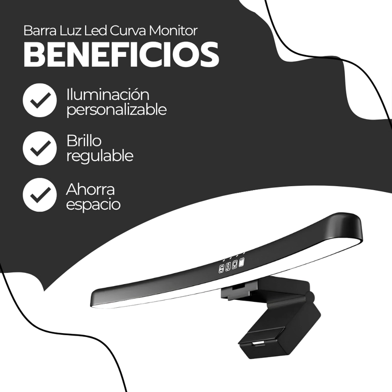 BARRA LUZ LED MONITOR CURVO REGULABLE 3 TEMPERATURAS COLOR USB-C 43CM NEGRO TB-301SG NOVYSTOR - 4