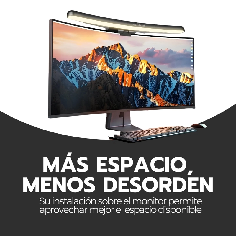 BARRA LUZ LED MONITOR CURVO REGULABLE 3 TEMPERATURAS COLOR USB-C 43CM NEGRO TB-301SG NOVYSTOR - 6