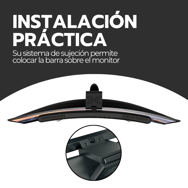 BARRA LUZ LED MONITOR CURVO REGULABLE 3 TEMPERATURAS COLOR USB-C 43CM NEGRO TB-301SG NOVYSTOR - 8