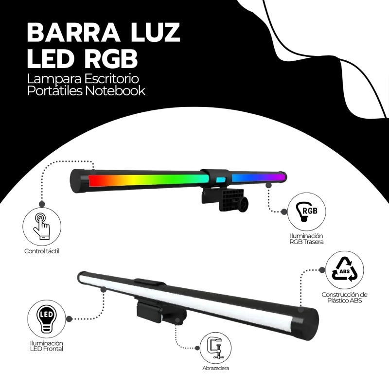 BARRA LUZ LED RGB MONITOR LAMPARA ESCRITORIO PORTATILES - 3