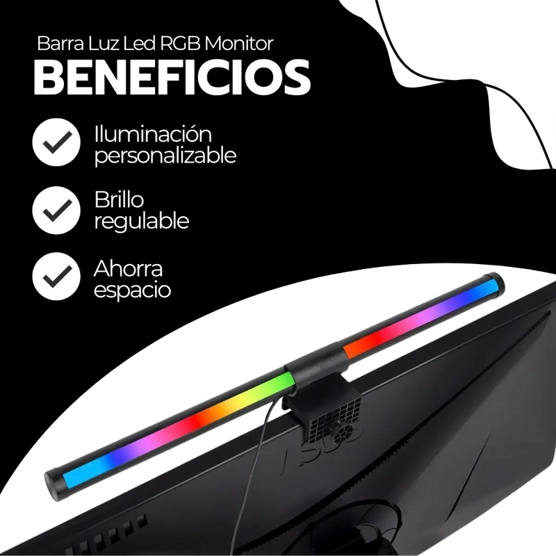 BARRA LUZ LED RGB MONITOR LAMPARA ESCRITORIO PORTATILES - 4