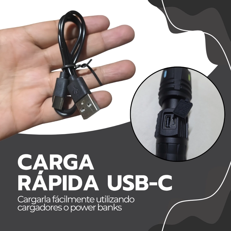 LINTERNA TACTICA RECARGABLE 8000 MAH LED ALUMINIO LUZ BLANCA AMARILLA CAMPING EMERGENCIA HOGAR - 7