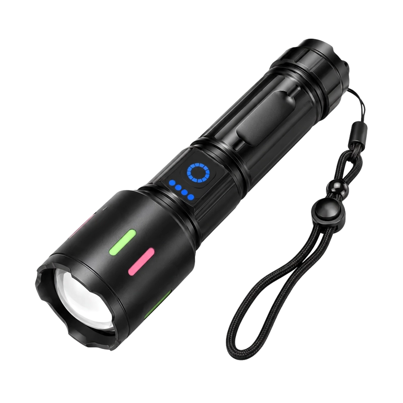 LINTERNA TACTICA LED RECARGABLE 20000LM USB-C ZOOM 500M 7 MODOS POWER BANK 80W NEGRO LTT-02 - 1