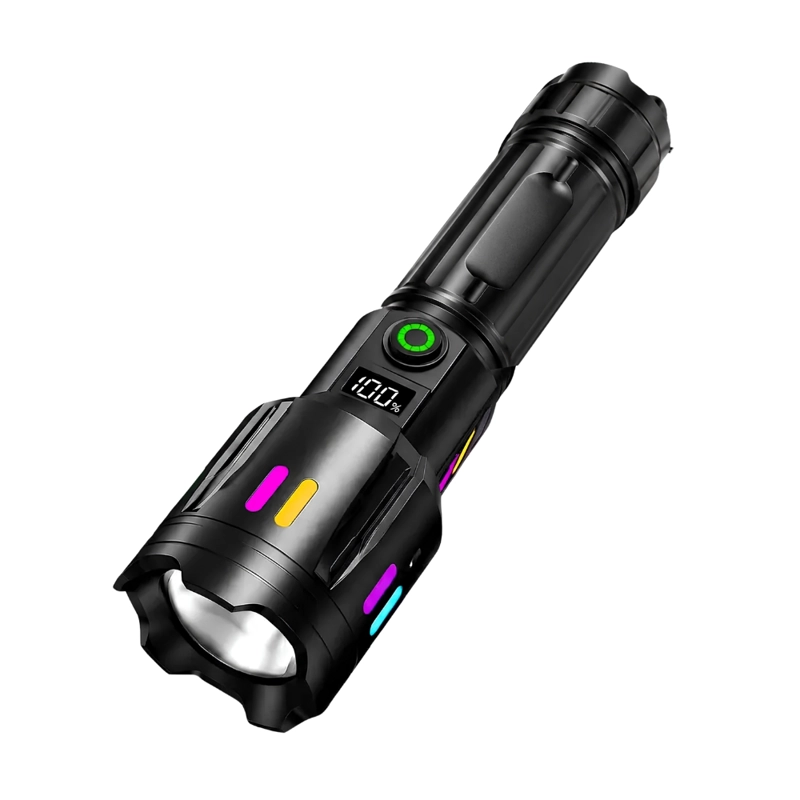 LINTERNA TACTICA LED RECARGABLE 20000LM USB-C ZOOM 500M 7 MODOS POWER BANK 80W NEGRO LTT-02 - 2