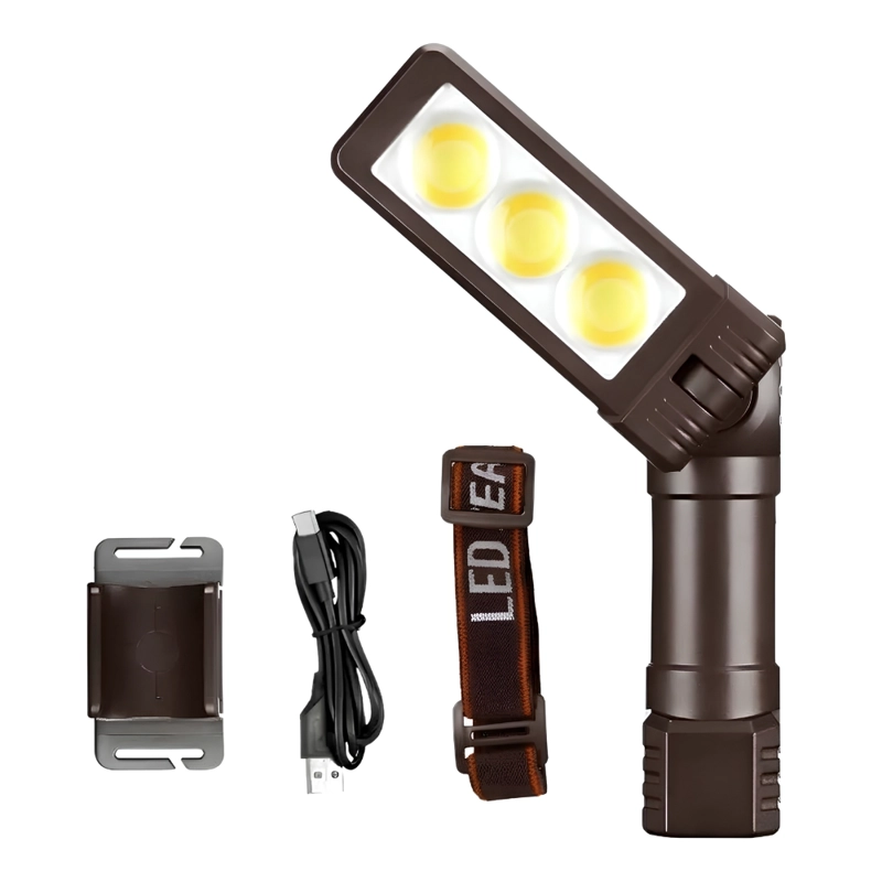 LINTERNA FRONTAL LED 20W RECARGABLE CON IMAN PINZA CORREA AJUSTABLE PARA TRABAJO CAMPING CAFE - 1