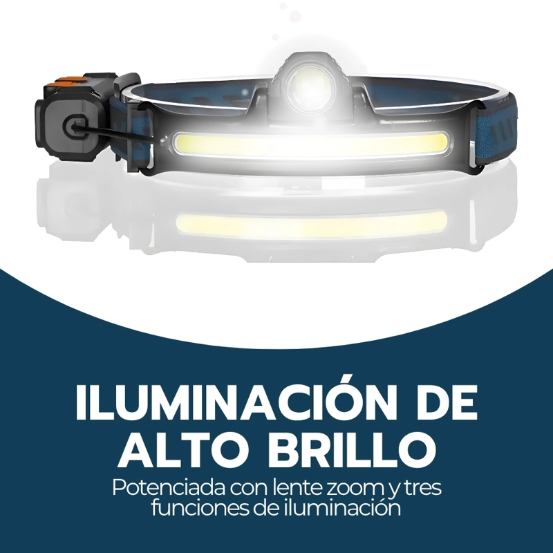 LINTERNA FRONTAL LED RECARGABLE 5000LM W6-78 LUZ FRIA MANOS LIBRES CAMPING TREKKING CICLISMO AZUL - 6