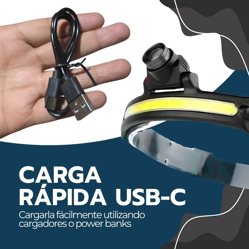 LINTERNA FRONTAL LED RECARGABLE 5000LM W6-78 LUZ FRIA MANOS LIBRES CAMPING TREKKING CICLISMO AZUL - 7