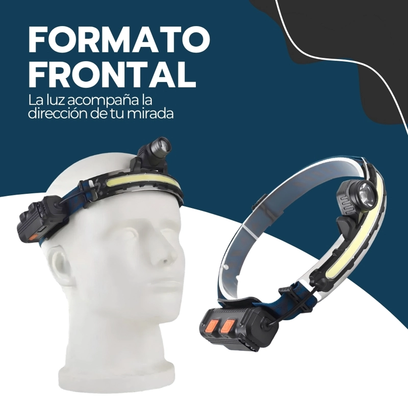 LINTERNA FRONTAL LED RECARGABLE 5000LM W6-78 LUZ FRIA MANOS LIBRES CAMPING TREKKING CICLISMO AZUL - 8