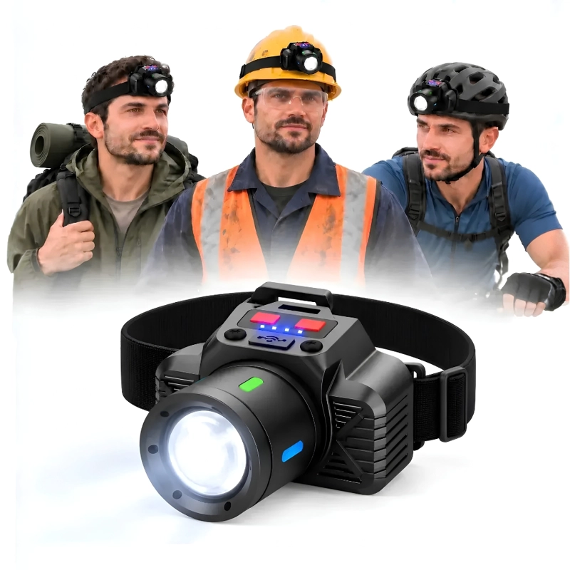 LINTERNA FRONTAL LED RECARGABLE USB CON ZOOM Y AJUSTE PARA CABEZA MANOS LIBRES CAMPING TRABAJO - 1