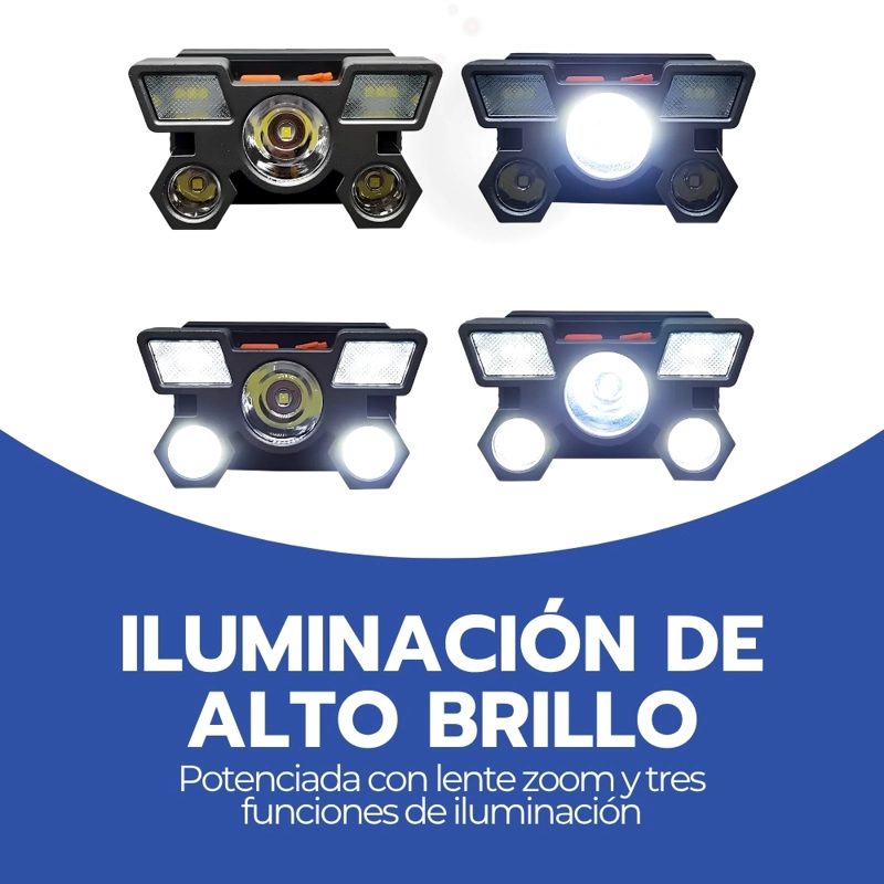 LINTERNA FRONTAL LED VINCHA CABEZA 5 LEDS RESISTENTE AL AGUA - 6