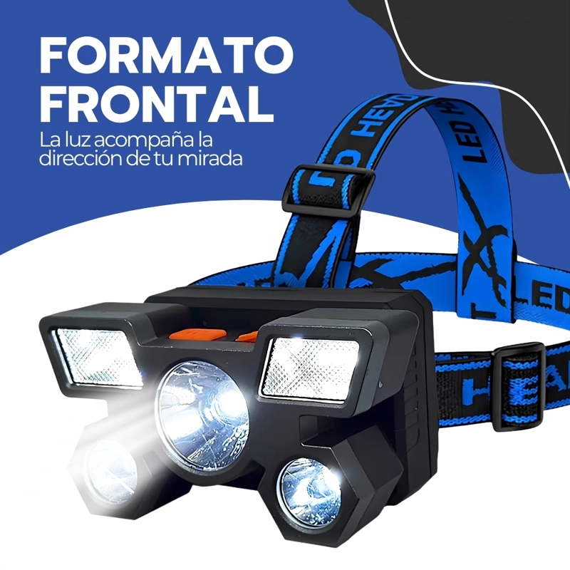 LINTERNA FRONTAL LED VINCHA CABEZA 5 LEDS RESISTENTE AL AGUA - 8