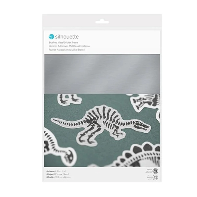 PAPEL ADHESIVO PLATA CEPILLADO 8 IN CARTA SILHOUETTE - 1