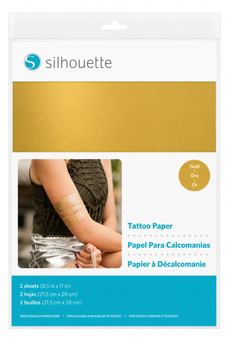 PAPEL TATUAJE TAMPORAL DORADO SILHOUETTE - 1