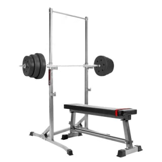 SQUAT JAULA + BANCO + BARRA RECTA + 60 KG ENGOMADOS | Acero - 1