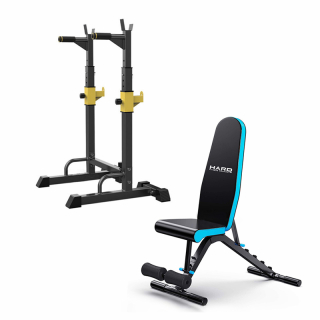RACK SENTADILLAS MIKING 500LB + BANCO MULTIFUNCIONAL DS501 | Negro - 1