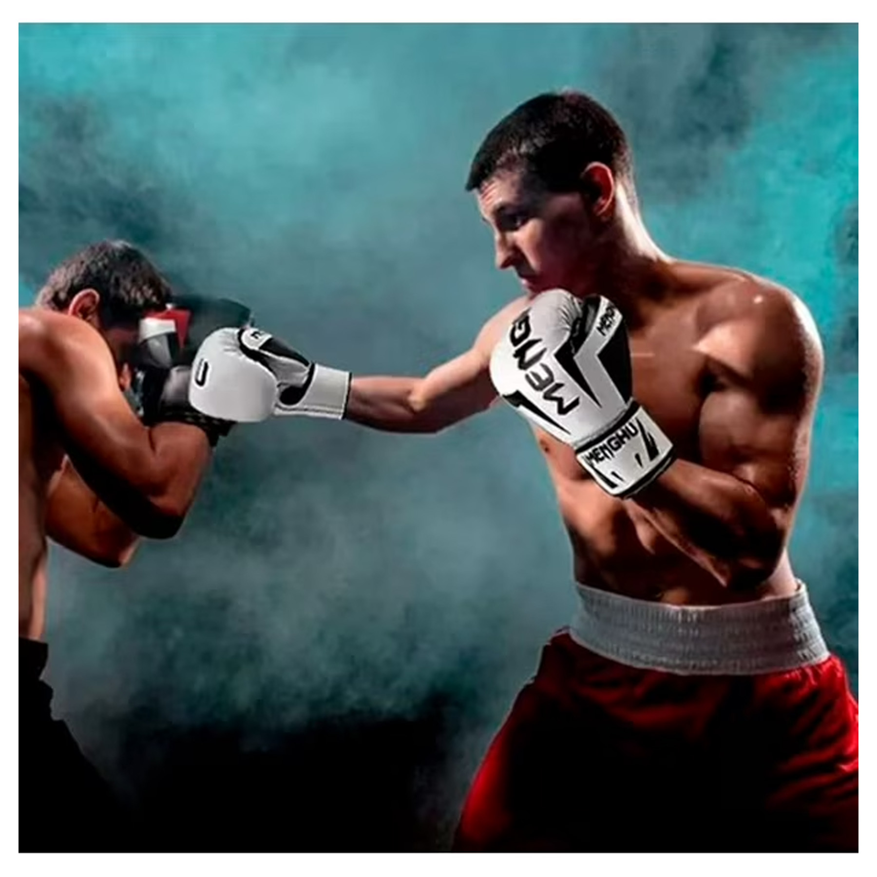 GUANTES DE BOX MENGHU 16 ONZ TIGRE SERIES BLANCOS - 2