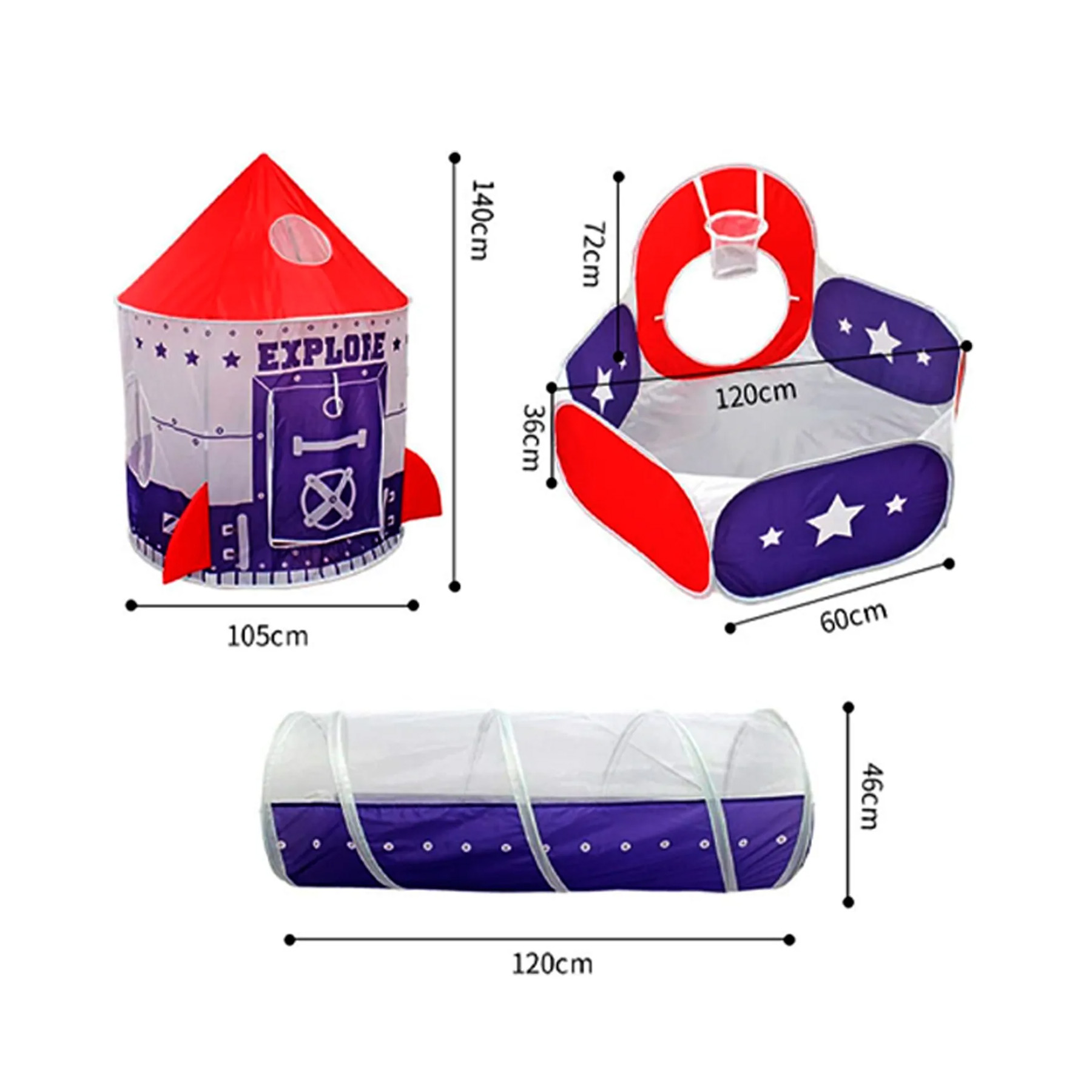 CARPA INFANTIL TUNEL GATEO NAVE ESPACIAL 3 EN 1 - RE1319 - 4