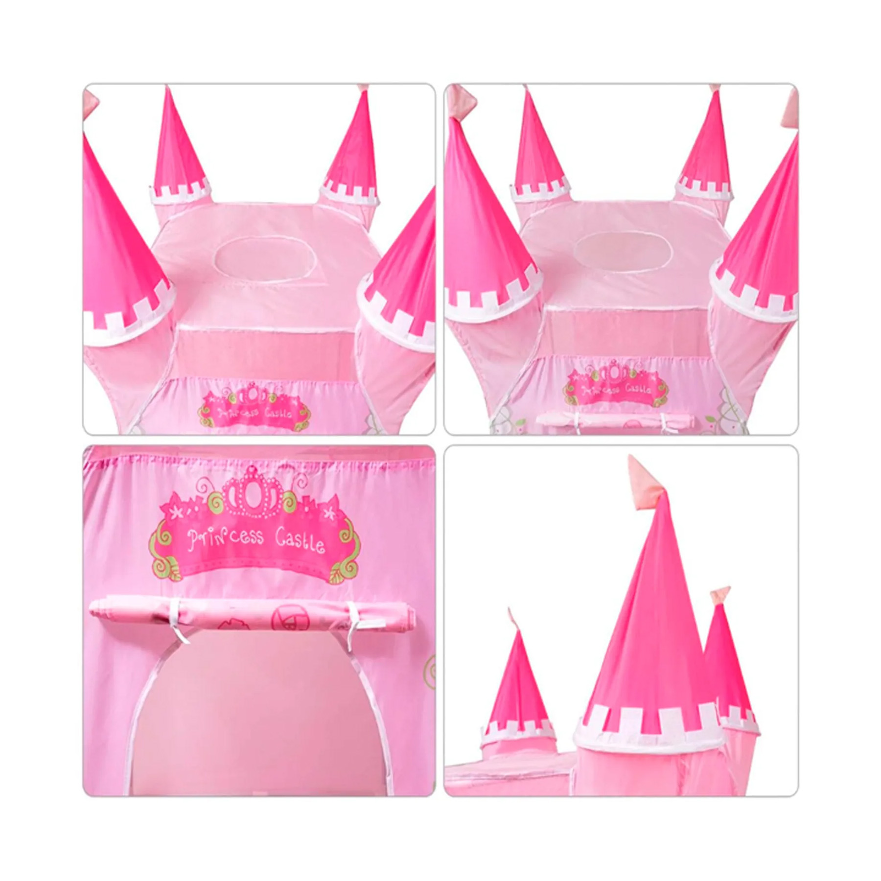 CARPA INFANTIL PRINCESA CASTILLO 4 PUNTAS ROSADA - RE1129 - 2